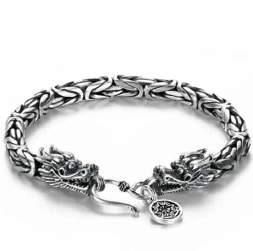 925 Sterling Silver Vintage Dragon Bracelet Unique Elegant Trendy Bangle Jewelry
