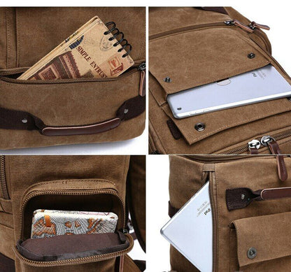 Men's Backpack Vintage Canvas Backpack Men Travel School Bags Large Capacity Bag