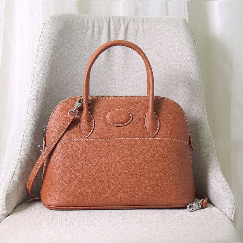 Shell Handbag Cowhide Bag Genuine Leather Crossbody Shoulder Bag S/M/L 18*7*13CM
