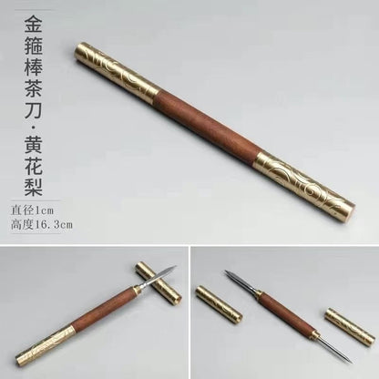 16cm Retro Sandalwood Handcarved Pu'er Tea Knife Tea Needle Teaware Accessories