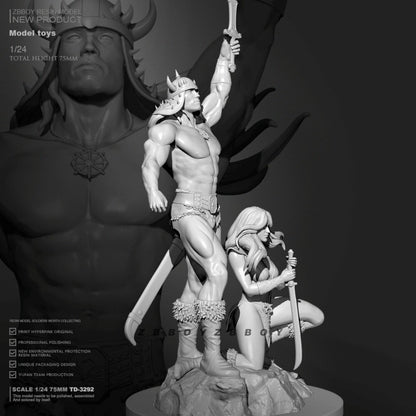 1/24 resin figure model Powerful Swordsman Male and Female Unassembled Unpainted