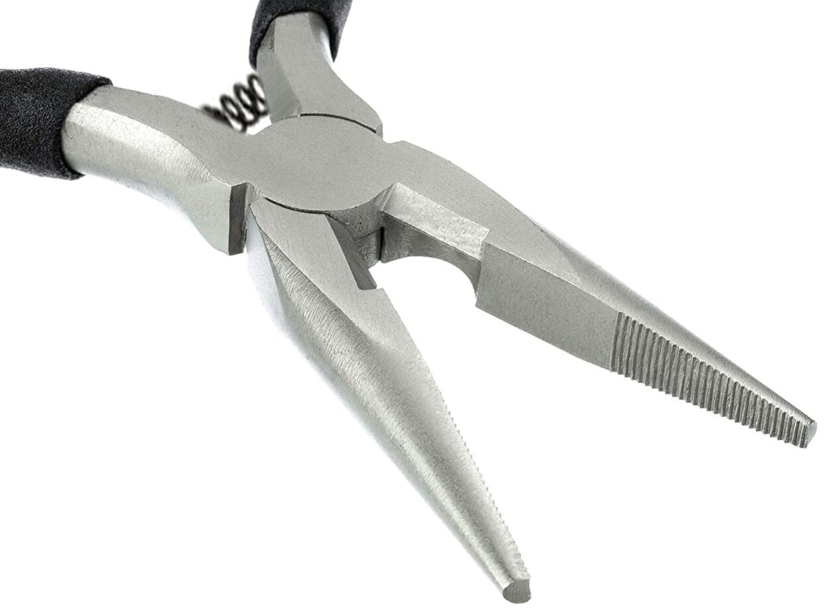 5¼-inch Mini Long Nose Pliers (Serrated Jaws) with Side Cutter and Comfort Grip