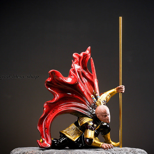 Creative Monkey King Statue Porcelain Tea Pet Home Decoration Black Myth-Wukong