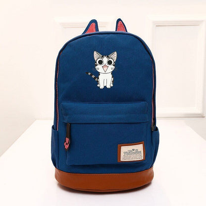 Cat Ear Shape Backpack Canvas Bag Students Schoolbags Shoulder Bags 42*35*16 CM