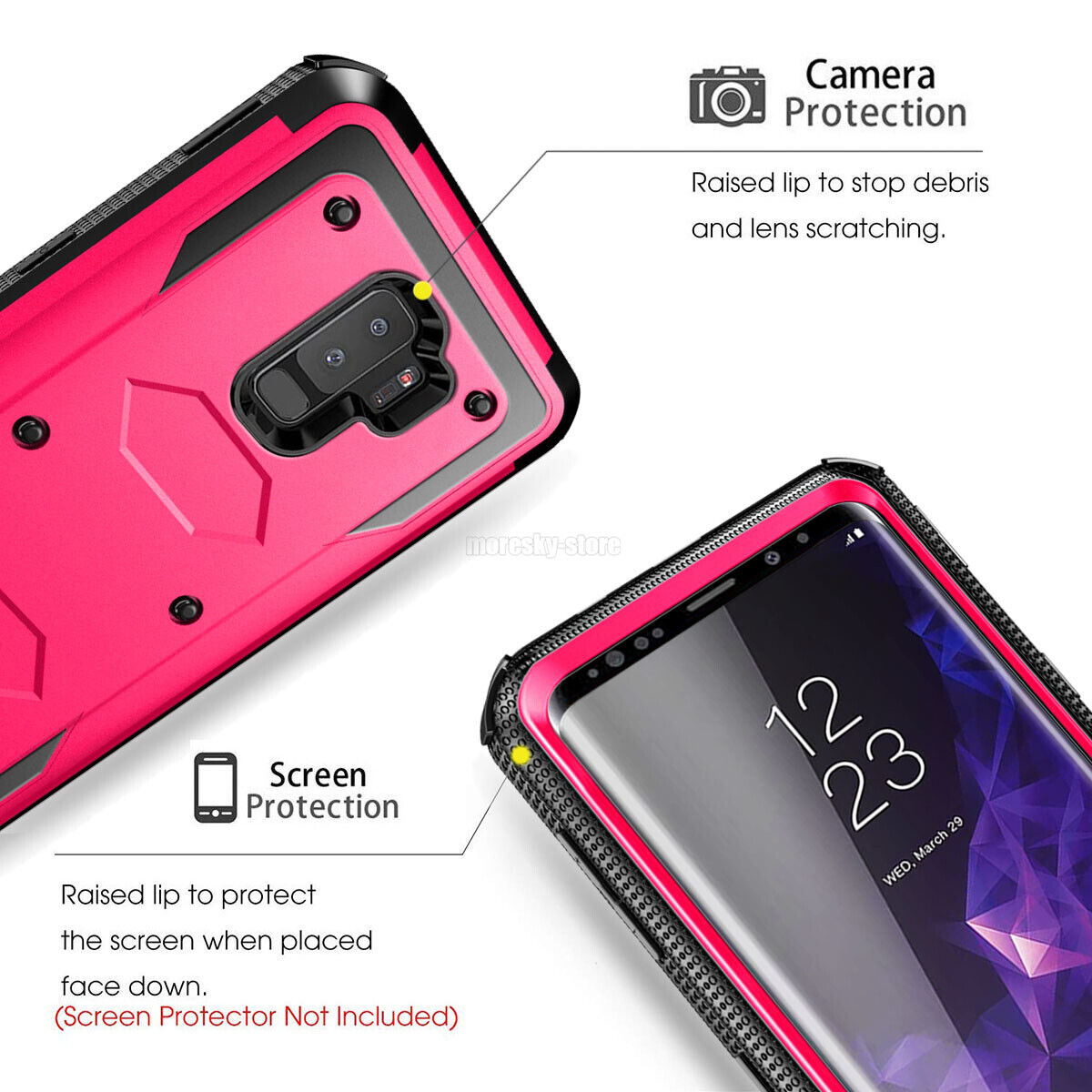 For Samsung Galaxy S9 /S9 Plus Case Impact Hard Cover / Tempered Glass Protector