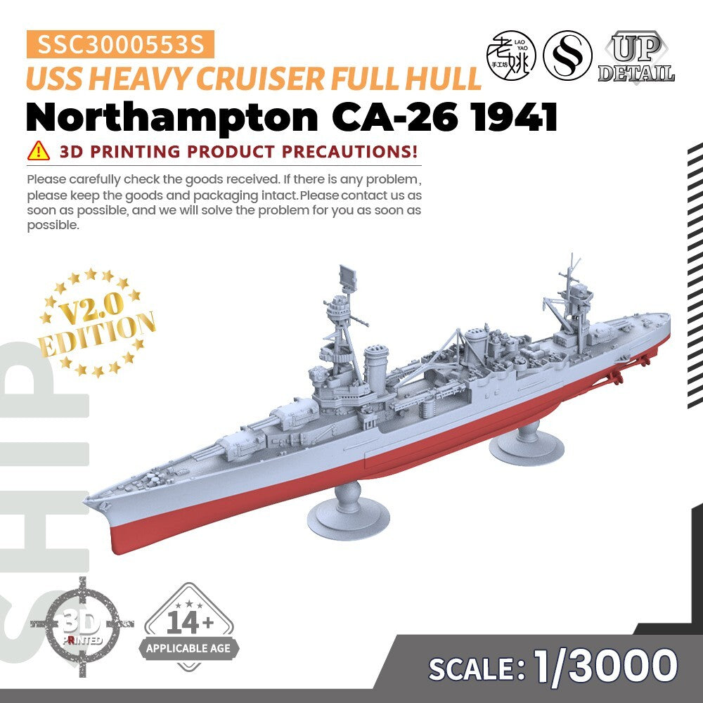 1/3000 Military Model Kit USS Northampton CA-26 Heavy Cruiser 1941 Full Hull