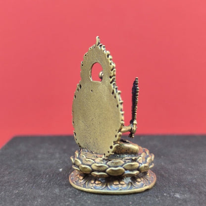 1.7 inch Solid Brass Akasagarbha Bodhisattva Mini Statue Religious Offerings