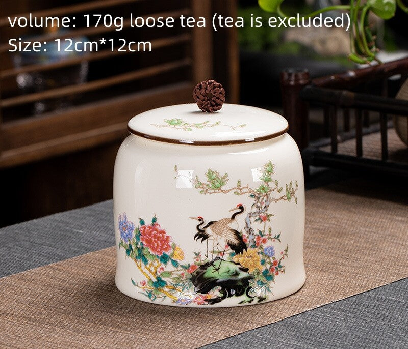 Chinese Canister Porcelain Jug With Lid Sealed For Loose Tea Small Size Ceramic