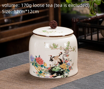 Chinese Canister Porcelain Jug With Lid Sealed For Loose Tea Small Size Ceramic
