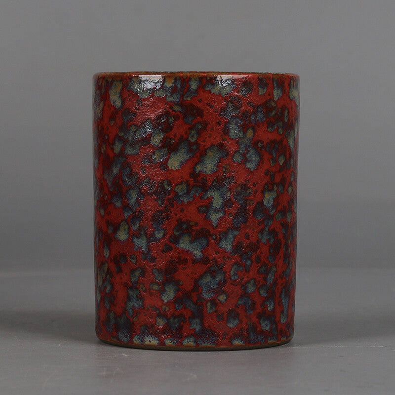 4.4" China Qing Beauty Drunk Glaze Porcelain Fambe Hacking Small Brush Pot