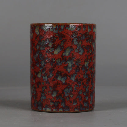 4.4" China Qing Beauty Drunk Glaze Porcelain Fambe Hacking Small Brush Pot