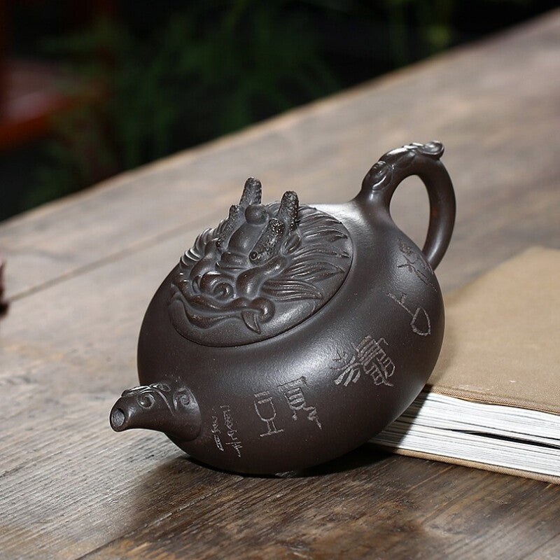 China Real Yixing Zisha Black Clay Tea Pot Marked Handmade 9 Infuser Holes Pots