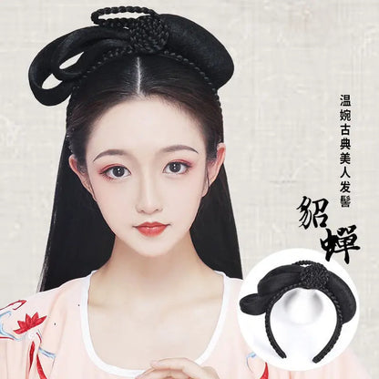 Ming Dynasty Hair Hoop Costume Wig with Built-in Bun Chinese Hair Accessories