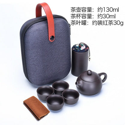 Purple Clay Kung Fu Tea Set Chinese Tea Pot Cups Decor Portable Travel Tea Set