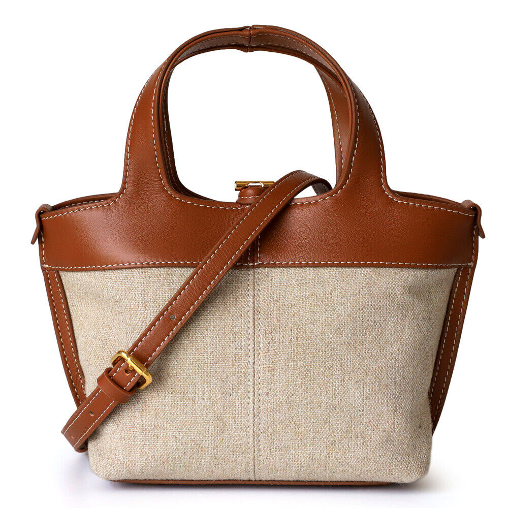Small Mini Leather Canvas Tote Purse Shoulder Bag Tote Clutch Crossbody Handbag