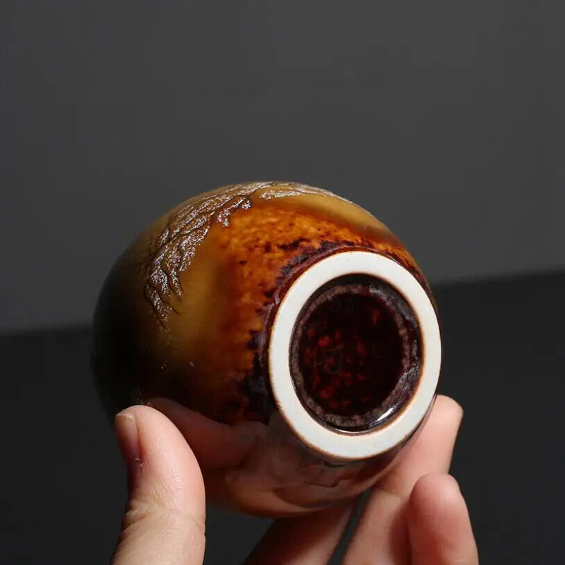 100ML Outline In Gold Pigmented Kung Fu Teacups Retro Ceramic Glaze