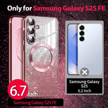 for Galaxy S25 FE Case,Compatible with Magsafe,Clear Magnetic Glitter Gradient S