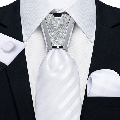 Men Necktie 3Pcs Luxury Striped Ties Cufflinks Pocket Square Wedding Accessories