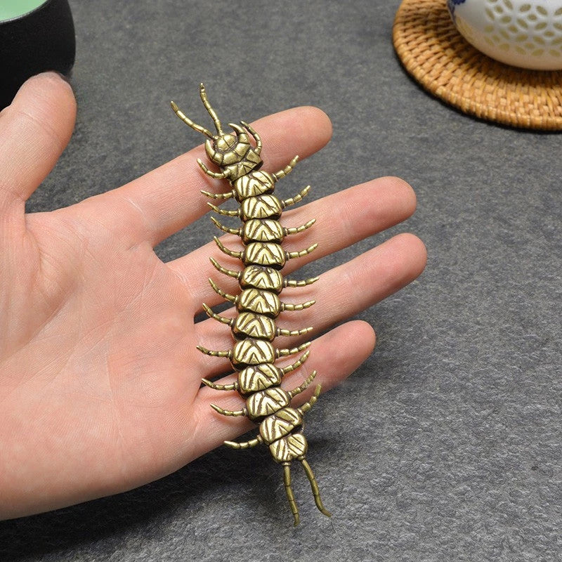 Ancient Copper Centipede Ornament Animal Toy Figurines Miniatures Tea Pet