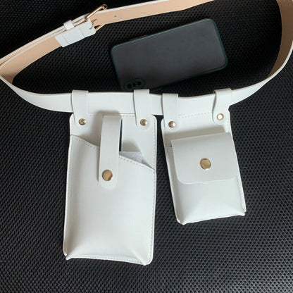 2 Piece Women's Belt Bag Waist Bags Female Leather Flap Crossbody Chest Bag
