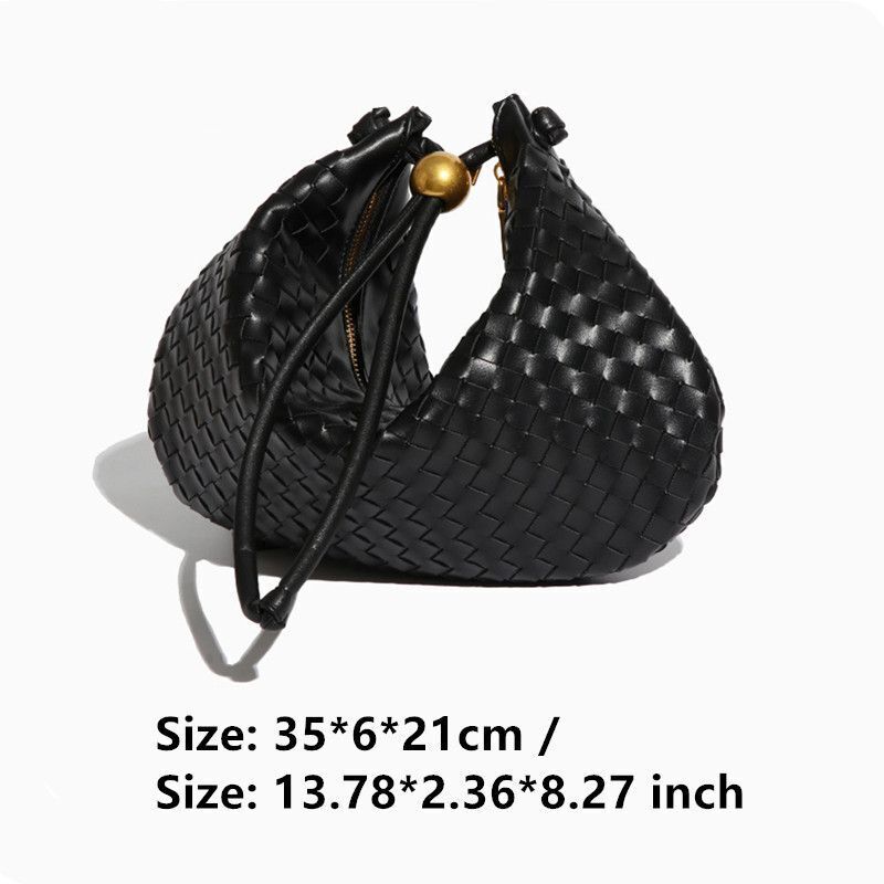 Woven Tote Handbag Soft Synthetic Leather Weave Purse Wrist Bags Shoulder Purse