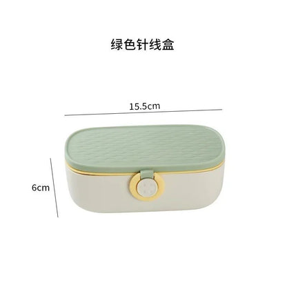 Sewing Kits Storage Box Plastic Double-Layer Knitting Needle Thread Bin 15.5x6cm
