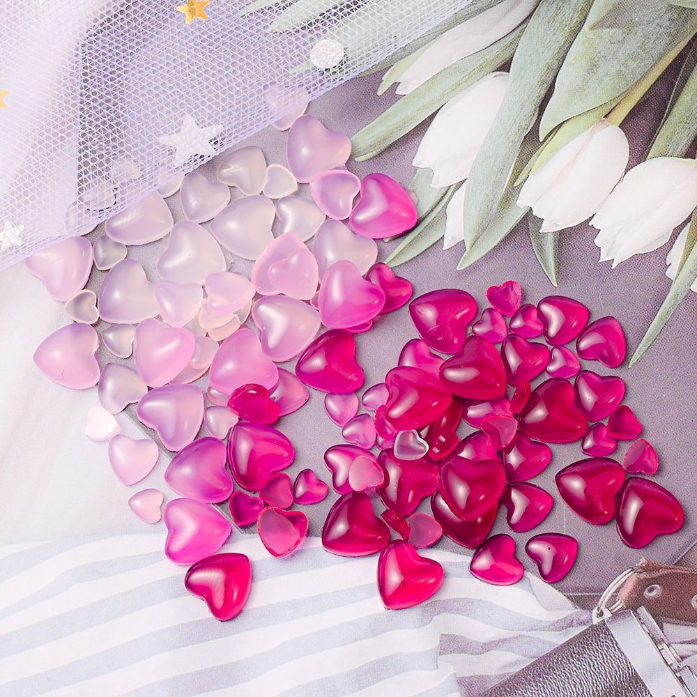 Nail Art Decals 20-100Pcs 3D Heart Charms Clear Acrylic DIY Manicure Accessories