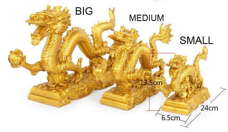 Feng Shui Chinese Loong Resin Figurine Statue for Luck & Success Gifts Dragon