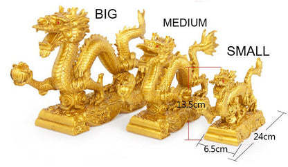 Feng Shui Chinese Loong Resin Figurine Statue for Luck & Success Gifts Dragon