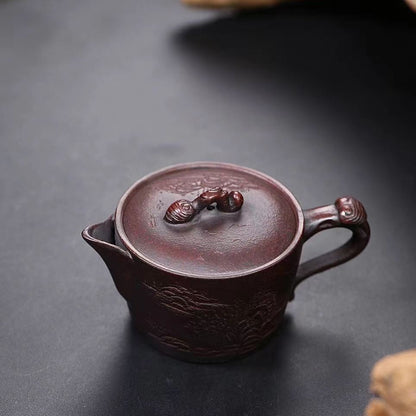 China Tea Pot Hand Carved Real Yixing Zisha Clay Pot 240ml Kungfu Pot On Sales