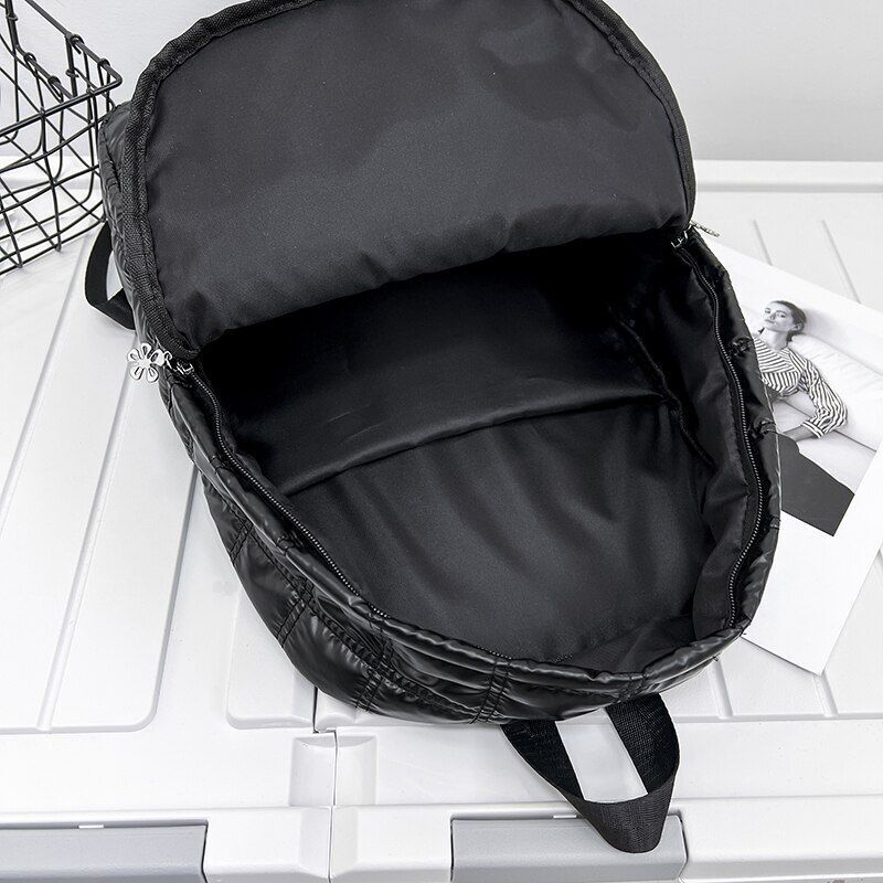 Plaid Backpack Light Casual Bags Women School Back Bags 27*38*10 CM Silver/Gold