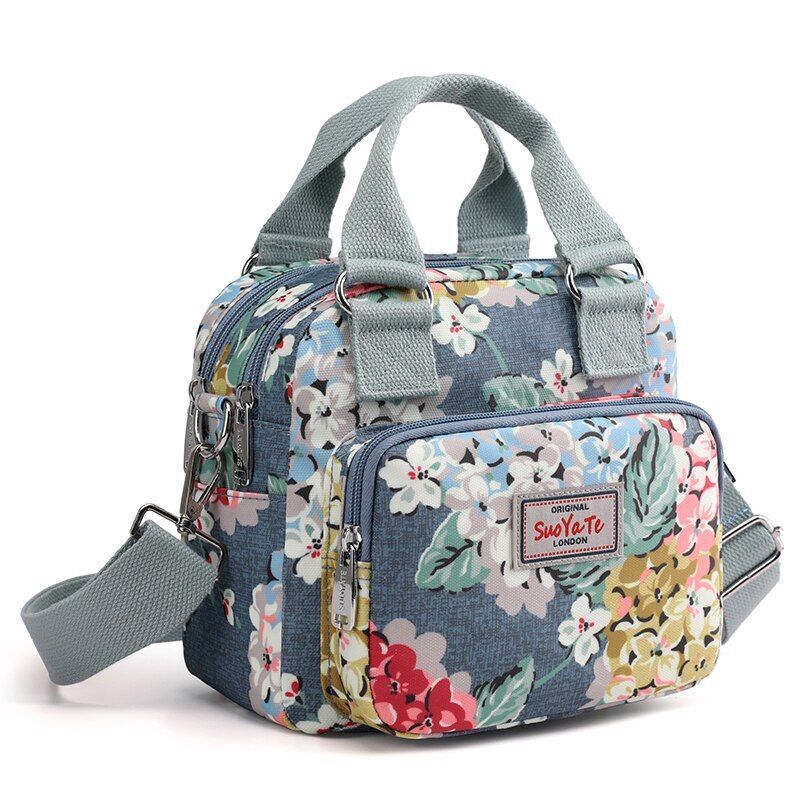 Floral Pattern Women Small Shoulder Bag Waterproof Nylon Handbag Messenger Bags