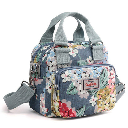 Floral Pattern Women Small Shoulder Bag Waterproof Nylon Handbag Messenger Bags