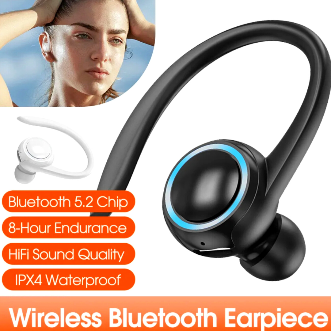 Bluetooth 5.2 Wireless Headset Driving Trucker Earbuds Noise Cancelling Earpiece