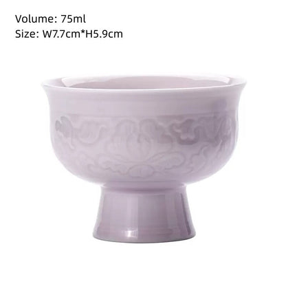 Chinese Tea Cup For Lady Porcelain Kungfu Cup Handmade Floral Relief Boutique