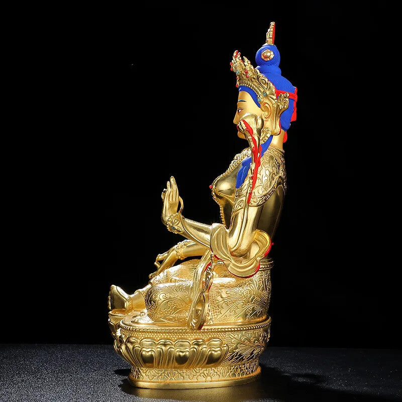 Brass Gilding Green Tara Buddha Statue Nepal Guanyin Goddess Statue Collectible