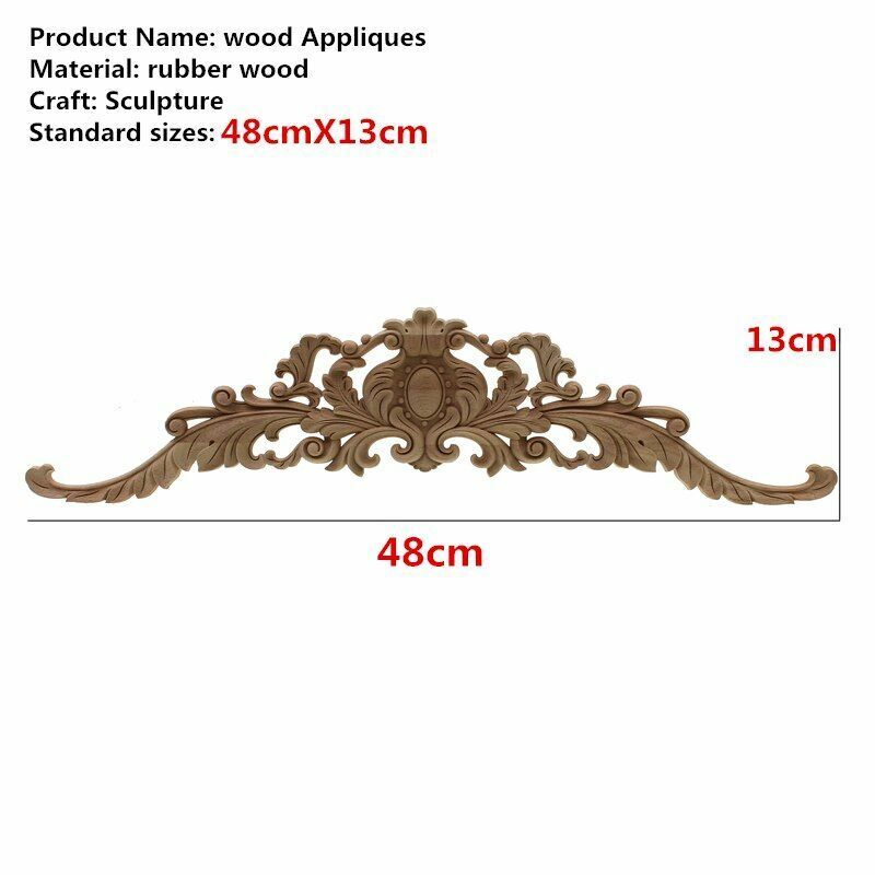 Natural Wood Appliques Furniture Cabinet Unpainted Wooden Carving Moulding Decal