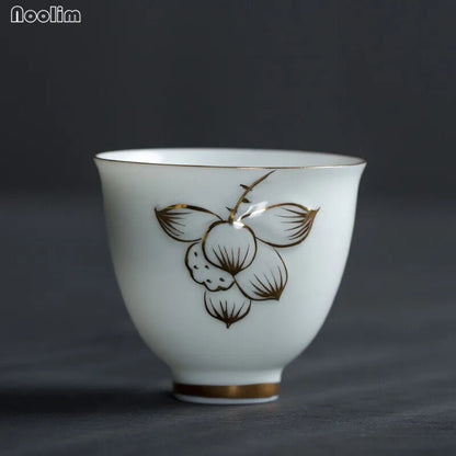 Ceramic Phnom Penh Handmade Teacup Hand Painted Lotus Master Cup Porcelain