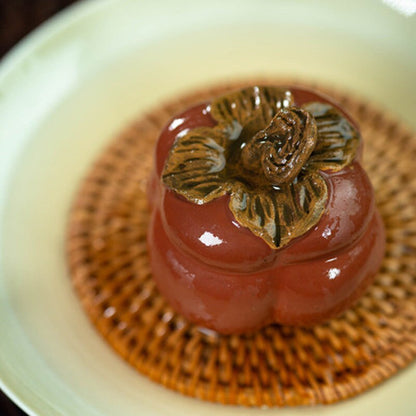 Purple Clay Teapet Persimmon from Yixing Tea Table Decoration