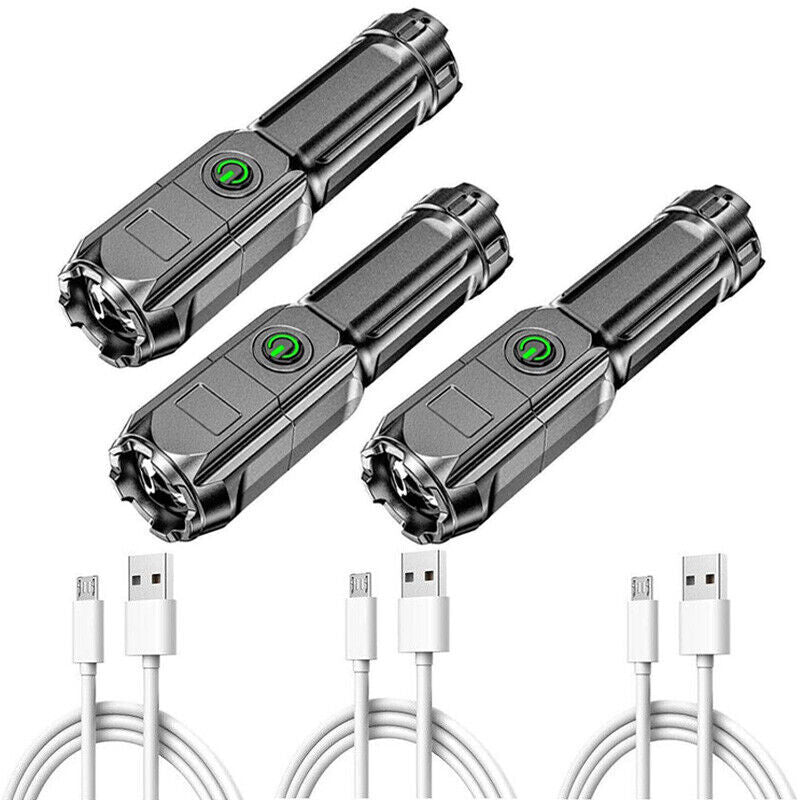 Rechargeable 990000LM LED Flashlight Tactical Police Super Bright Torch Zoomable