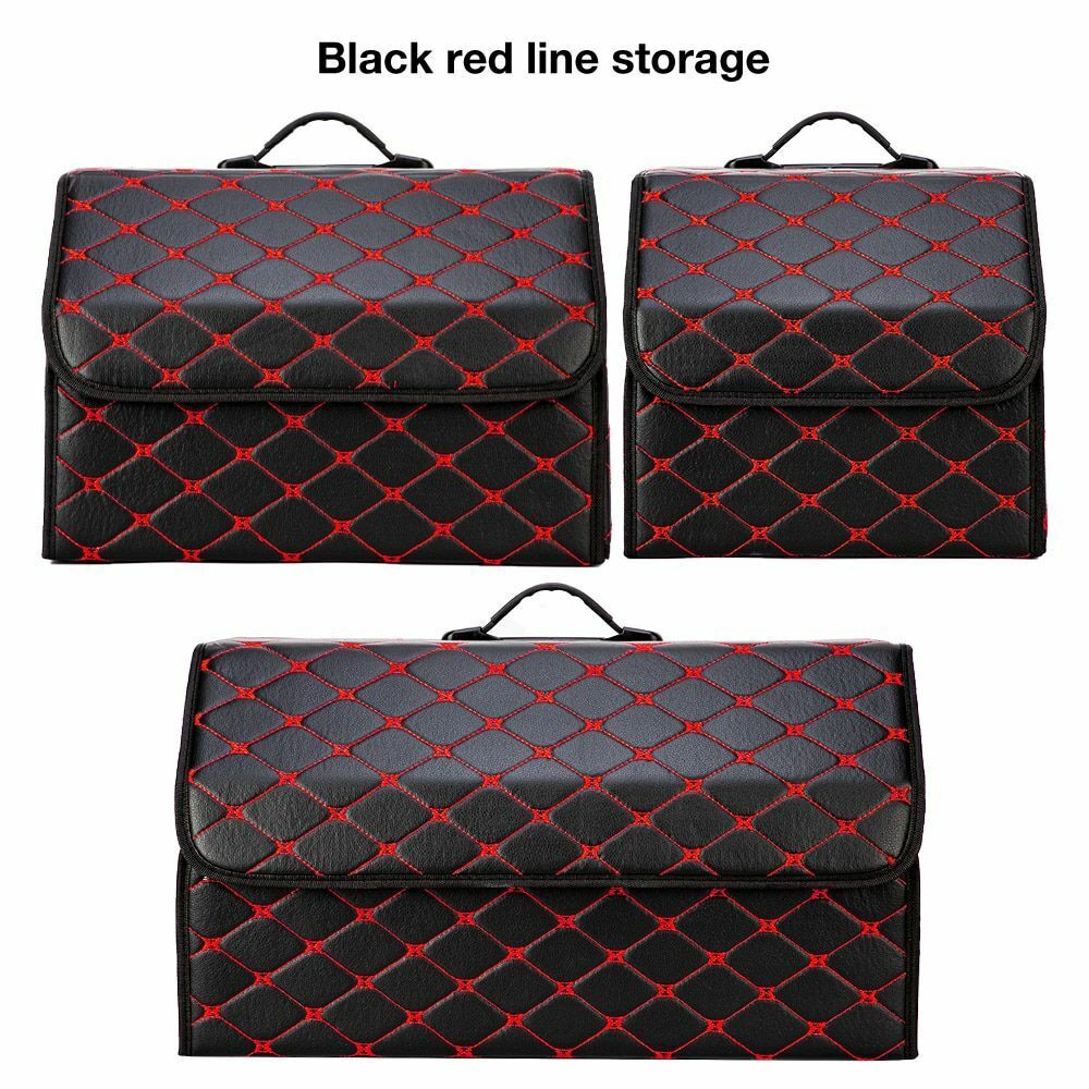Car Trunk Storage Organizer Bag PU Leather Box Folding Stowing Tidying SUV Broad