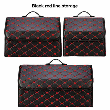 Car Trunk Storage Organizer Bag PU Leather Box Folding Stowing Tidying SUV Broad