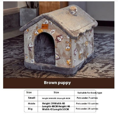 Sleep Kennel Pet Nest Warm Removable Cave Bed