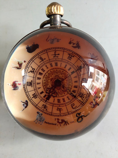 Old Chinese Copper Hand Paintting Zodiac Mechanical Watch