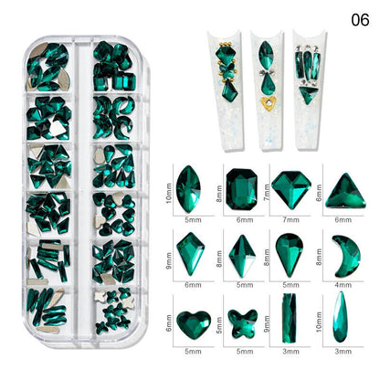 Nail Charms 30Pcs Boxed Luxury Shiny Planet Alloy 3D Art Rhinestones Bling Decor