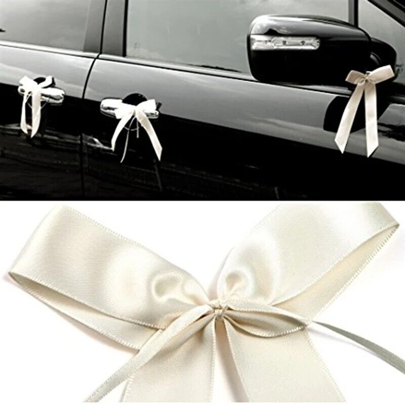 Wedding Pew Decoration 50Pcs Silk Delicate Bowknot Party Cars Ribbon Bow 20x11cm