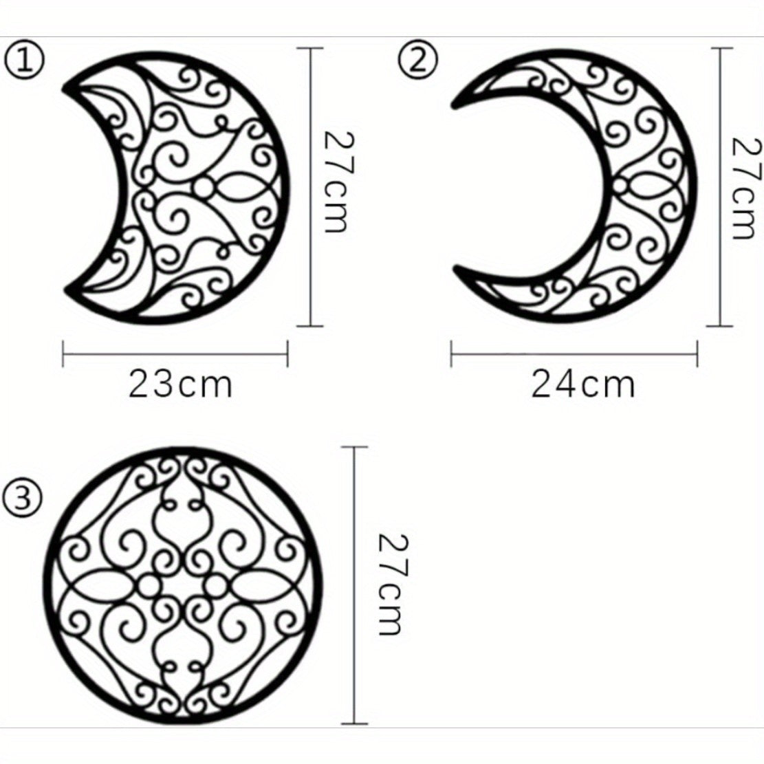 HelloYoung 5pcs Moon Phase Wall Art Nordic Boho Celestial Metal Decor