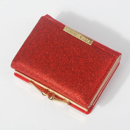 Shiny Wallet Three Fold Wallet Coin Pocket Purse Simple Clutch Bags Polyester