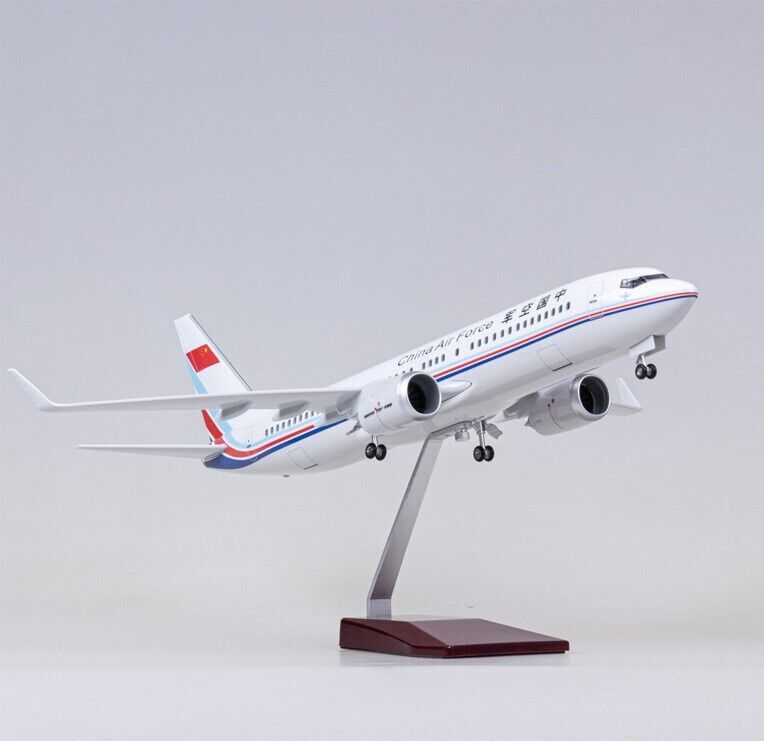 47CM China Air Force BOEING 737 Airplane Led Sound-controlled Light Resin Model