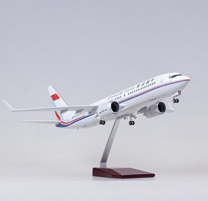 47CM China Air Force BOEING 737 Airplane Led Sound-controlled Light Resin Model